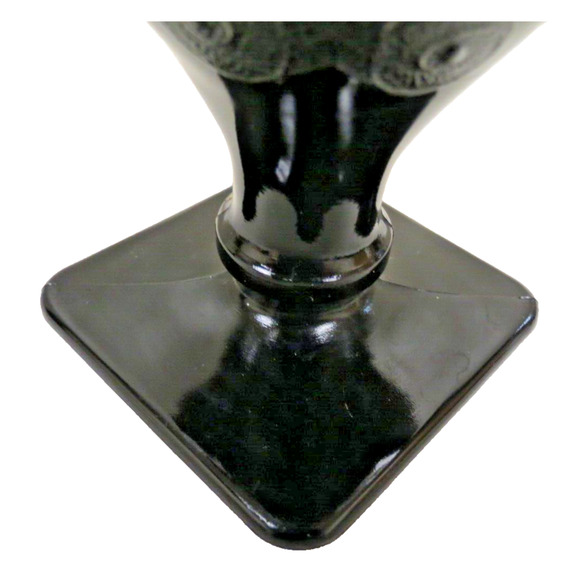 Vintage L.E. Smith Black Amethyst Glass Dancing Nymphs Maidens Trophy Vase 1930s - Picture 5 of 5